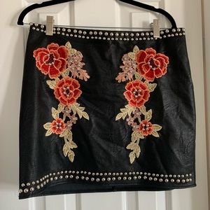 Leather skirt and biker jacket set